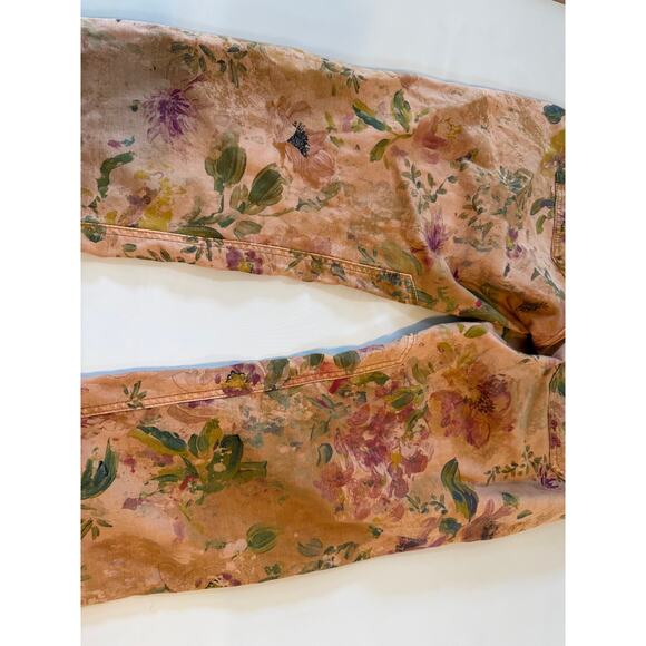 Pilcro Anthropologie Wanderer Straight Leg Jeans Women 30 Cottage Floral Rose - Picture 15 of 16